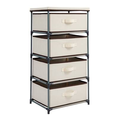 4-Tier Tall Closet Dresser with Drawers - Beige