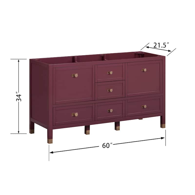 Alana Bathroom Vanity Cabinet in Burgundy Red