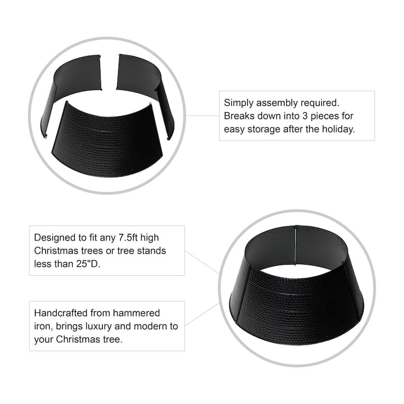 Glitzhome 26"D Christmas Metal Black Hammer-harden Tree Collar - 26"