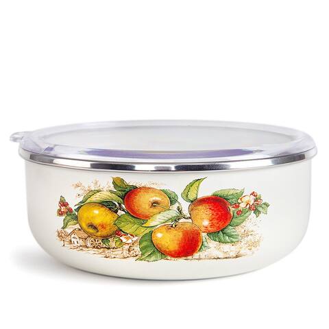 STP Goods Apples Enamel Storage Bowl with Lid