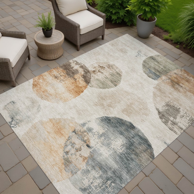 Machine Washable Indoor/ Outdoor Contemporary Micha Chantille Rug - Beige - 3' x 5'