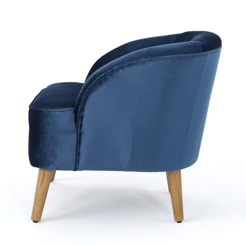 Antique Navy Blue Modern 27.5" Upholstered Club Chair with Rubber Wood Legs for Living Room
