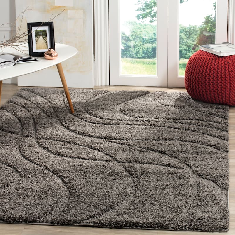 SAFAVIEH Florida Shag Sigtraud Abstract Waves 1.2-inch Area Rug - 11' x 15' - Grey/Grey