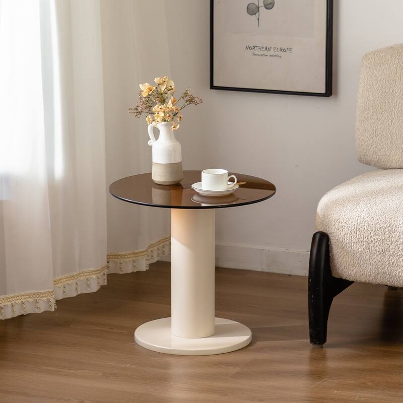 50.4" Two‑Piece Coffee Table with White Round Tops & Rounded Edges