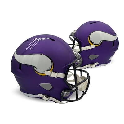 JJ McCarthy Autographed Minnesota Vikings Signed Full Sized Replica Football Helmet Beckett COA - 8'6" x 11'6"