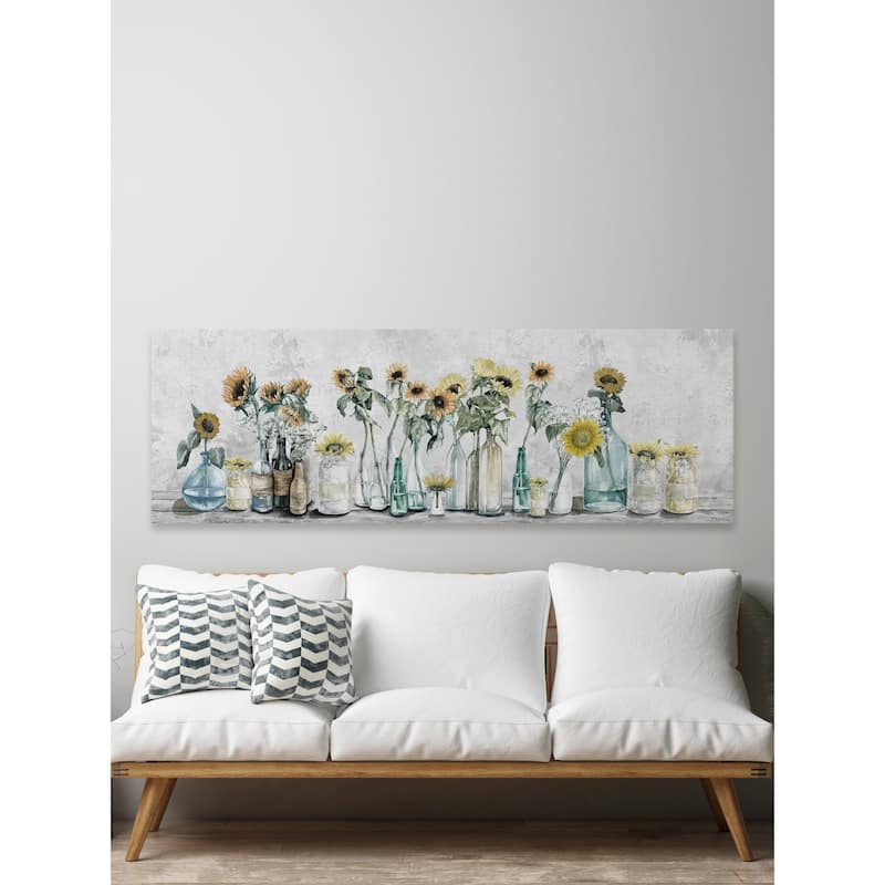 'Sunflower Sets' Painting Print on Wrapped Canvas