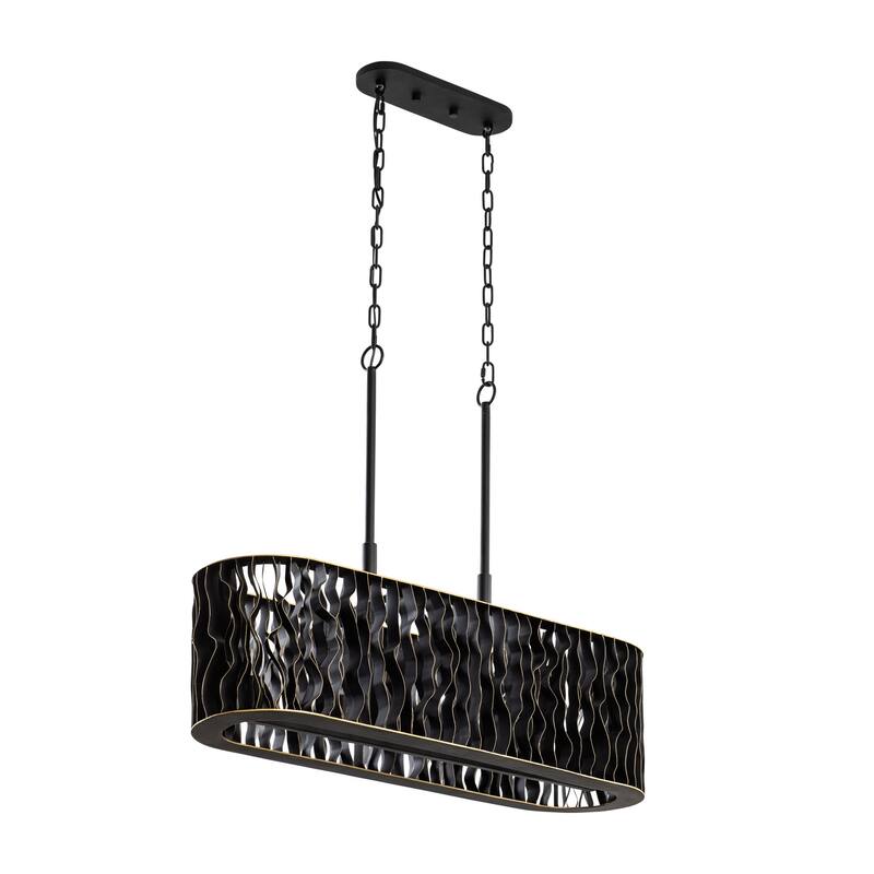 Varaluz Estela Linear Pendant - Matte Black/French Gold - 36"W