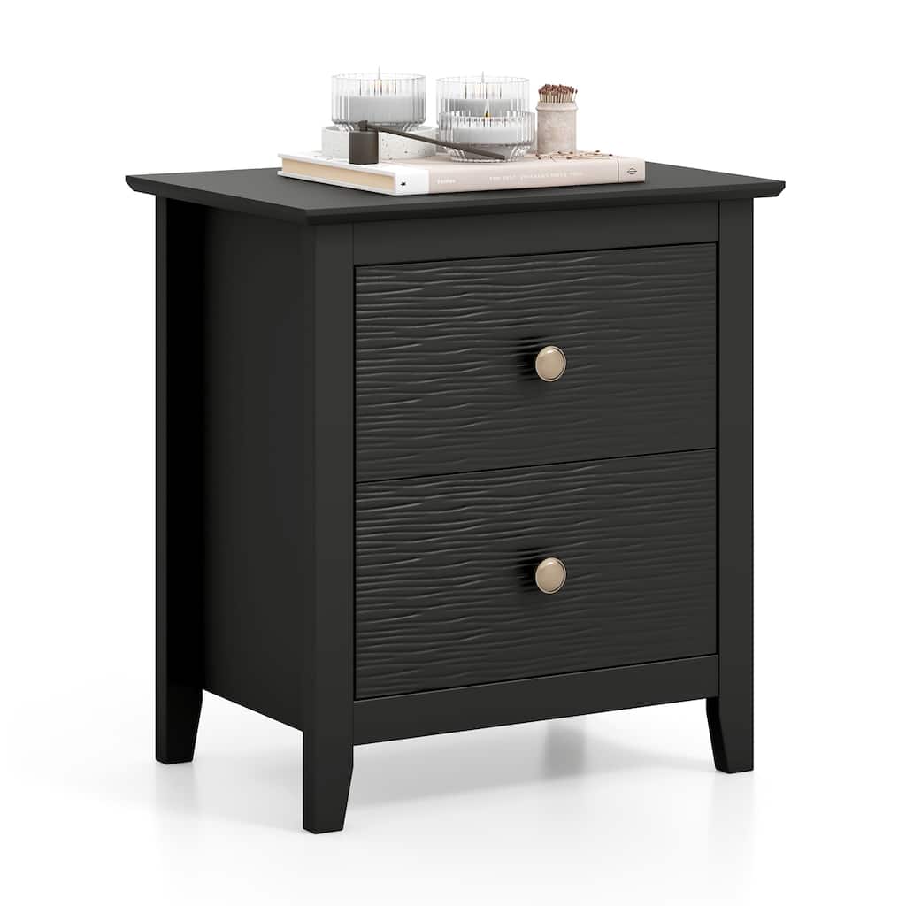 Gymax Modern Nightstand w/ Storage 2 Drawers & Support Legs for