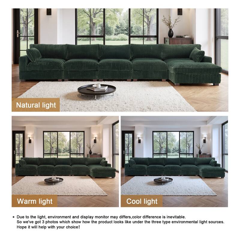 Cloud-Like Flannel Fabric Modular Sectional Sofa with Ottoman