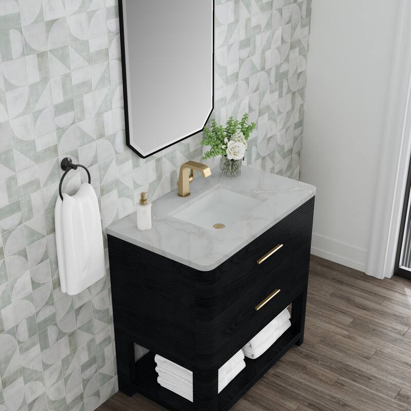 James Martin Vanities Lucian 36" Single Vanity, Carbon Oak - Victorian Silver