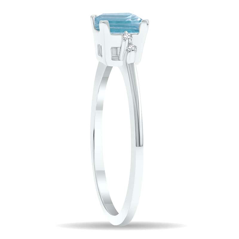 Women's Aquamarine and Diamond Sparkle Ring in 10K White Gold