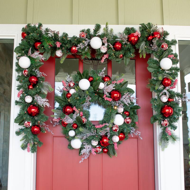 30 in. Lighted Christmas Wreath - Nordic - Red