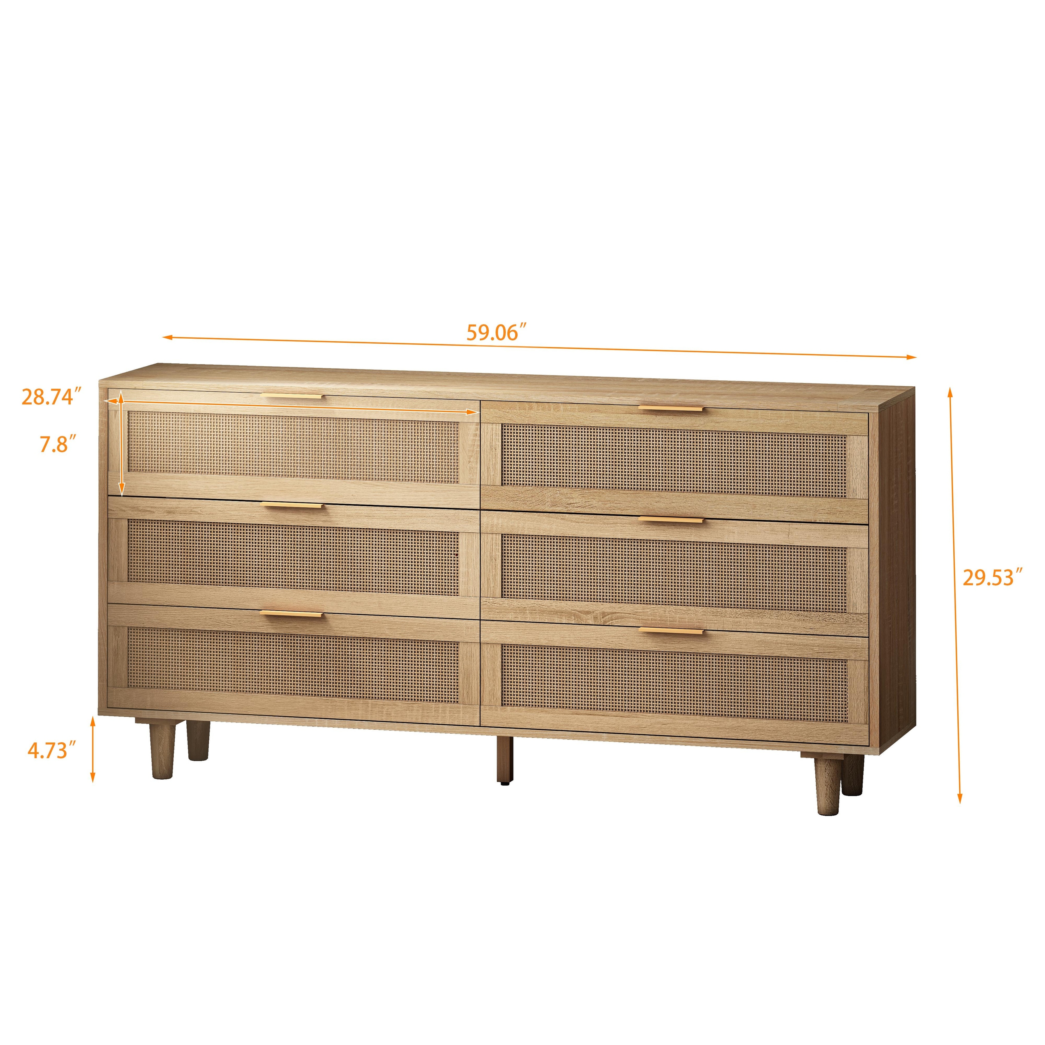 Modern 6 drawers Rattan dresser Rattan Drawer On Sale Bed Bath
