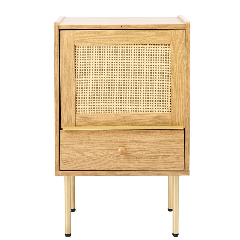 CO-Z Boho Rattan Nightstand End Table with Storage