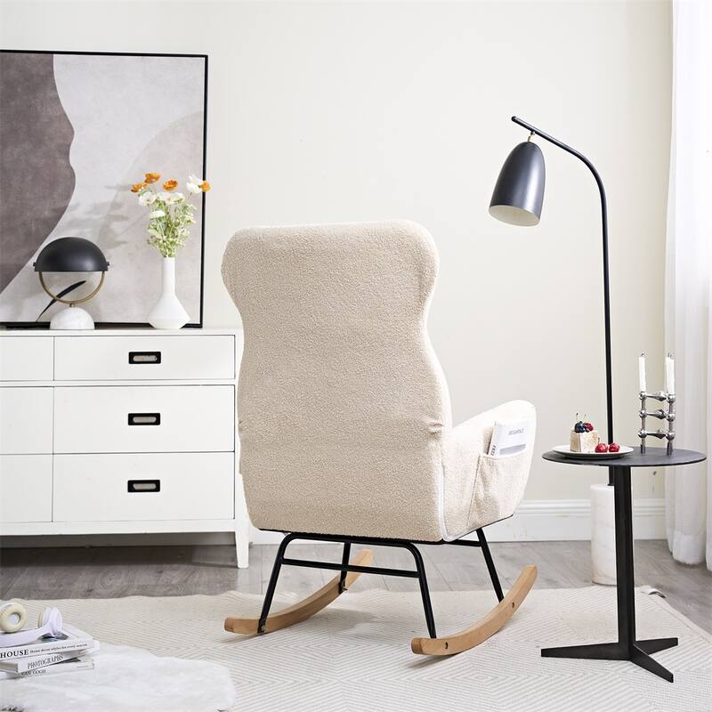 Rocking Chair with High Backrest,Comfort Arm Rocker,Lounge Armchair