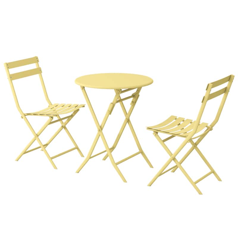 3 Piece Yellow Foldable Outdoor Bistro Sets