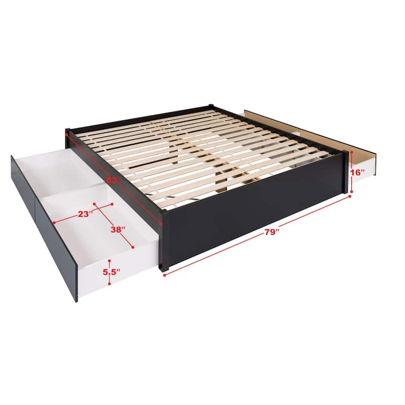 Prepac King 4-post Platform Bed with Optional Drawers
