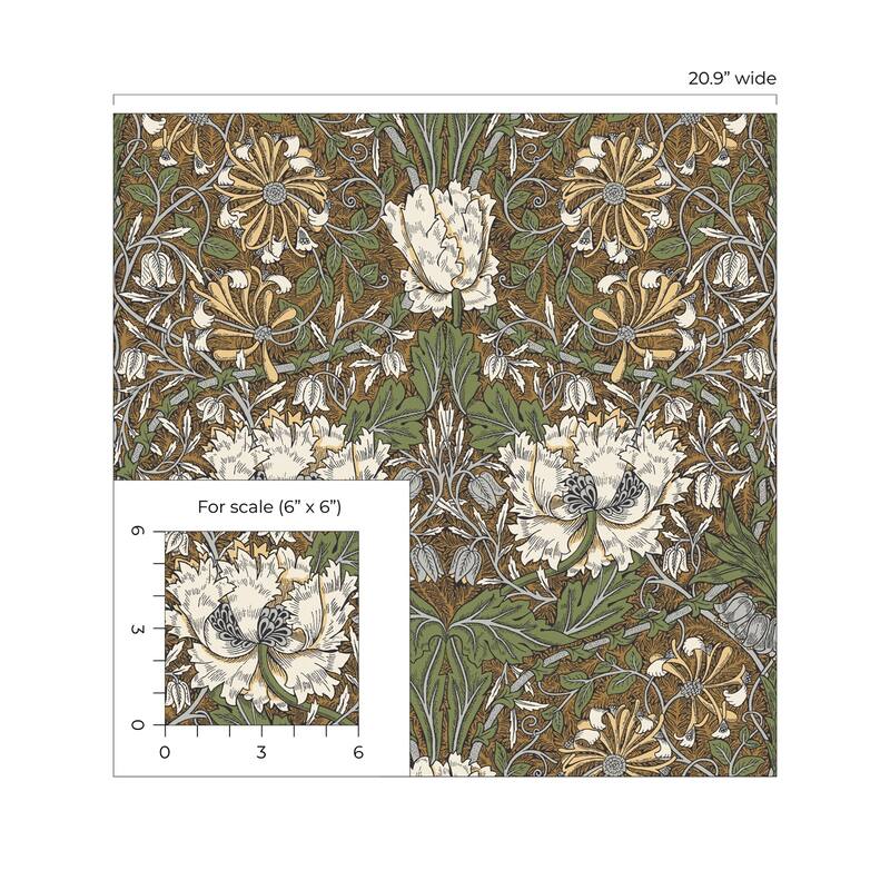 Seabrook Designs Ogee Flora Nonwoven Unpasted Wallpaper