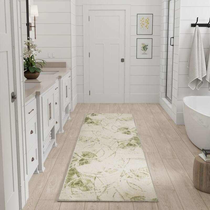 Nourison Astra Machine Washable Indoor only Abstract Area Rug - 2' 2" x 8' - Beige/Green