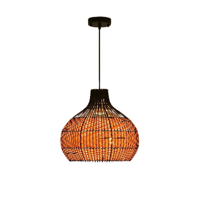 15” Kitchen hanging lights black brown pendant lights rattan dining room light