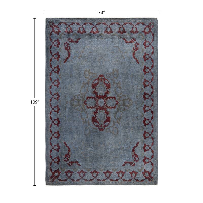 Overdyed One-of-a-Kind Hand-Knotted Area Rug - Gray - 6' 1" x 9' 1"