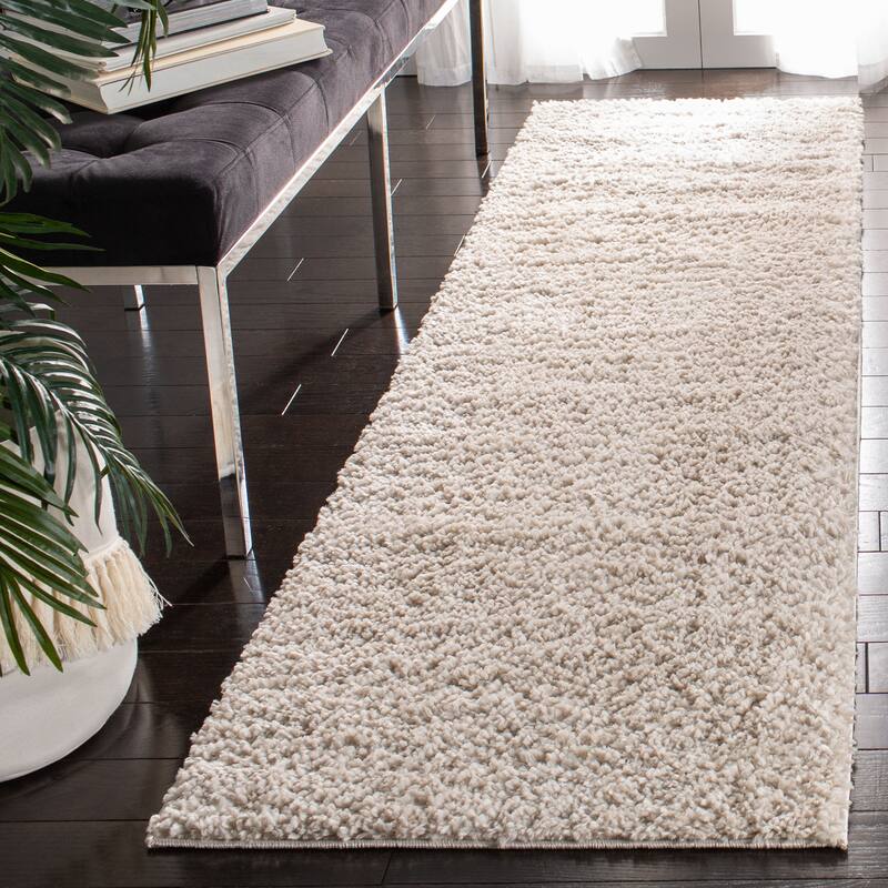 SAFAVIEH August Shag Solid 1.2-inch Thick Area Rug - 2'3" x 14'  Runner - Beige