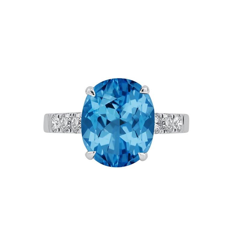 Auriya 4 3/4ct Fancy Oval Swiss Blue Topaz and Diamond Engagement Ring 3/8ctw 18K Gold