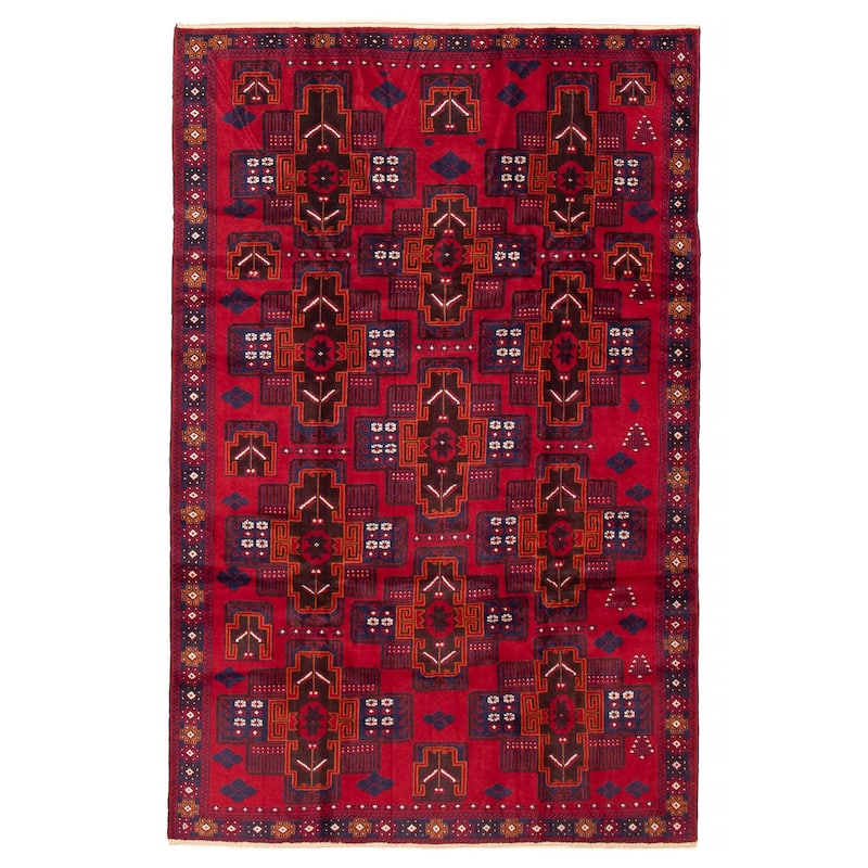 ECARPETGALLERY Hand-knotted Teimani Red Wool Rug - 6'1 x 9'1 - 6'1 x 9'1 - Red