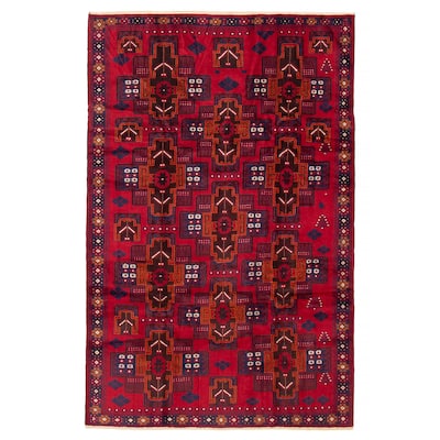 ECARPETGALLERY Hand-knotted Teimani Red Wool Rug - 6'1 x 9'1