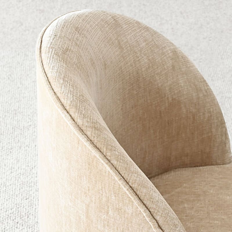 Chenille Upholstered Dining Chair with Wheels (Set of 2)