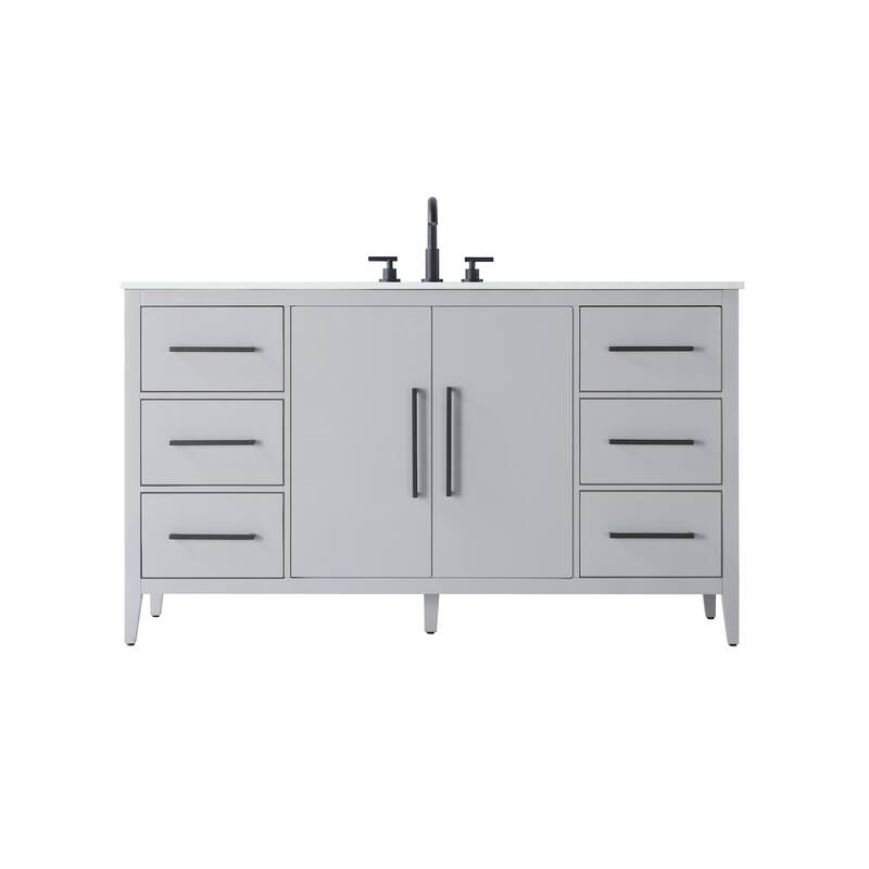 Elegant Lighting VF29360 Millie 60" Free Standing Single Basin Vanity - Gray