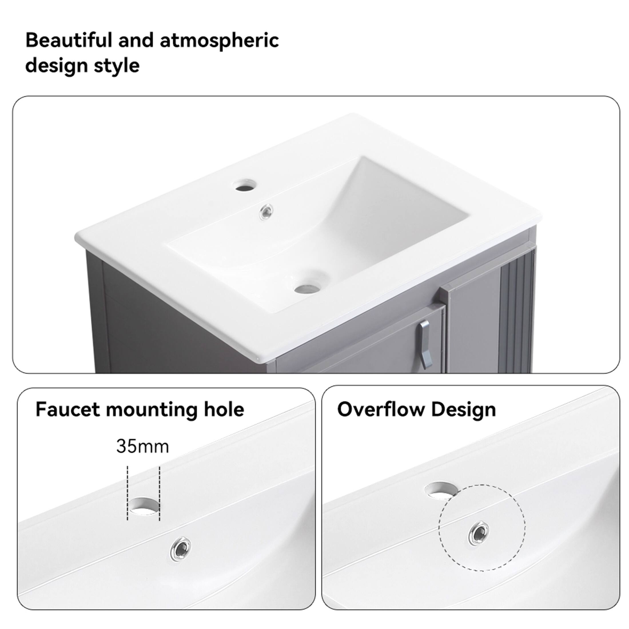 Stylish Aluminum Wall Mounted Bathroom Vanity with White sink - Bed ...