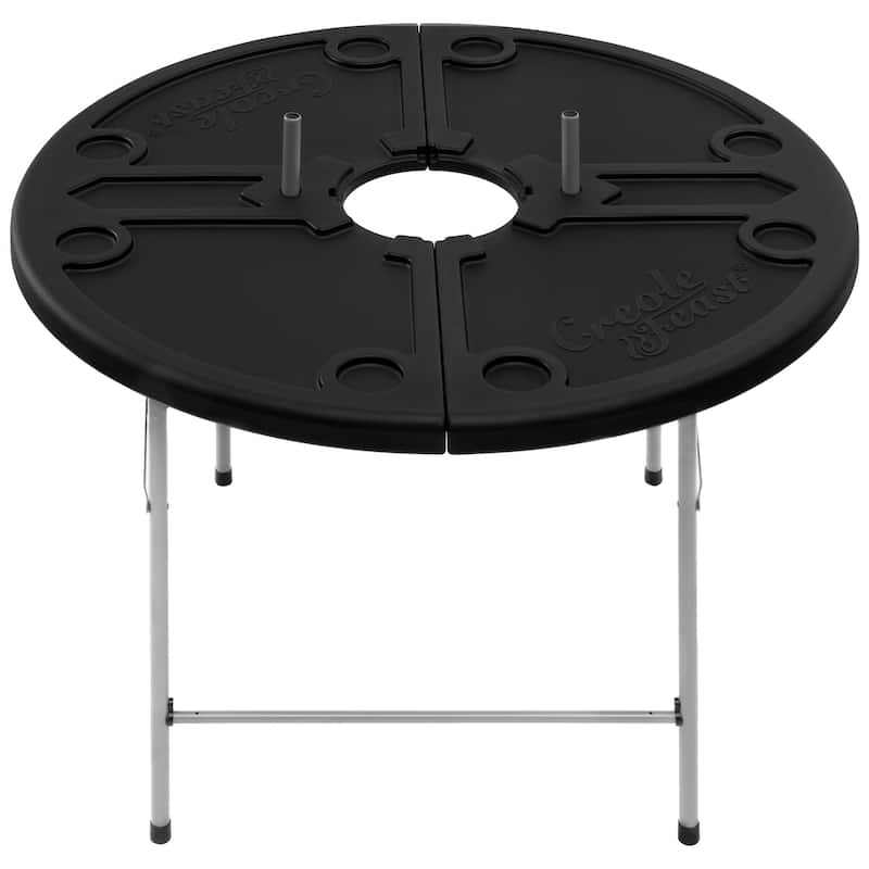 Creole Feast Foldable 47-inch Round Crawfish Table, Black - Black