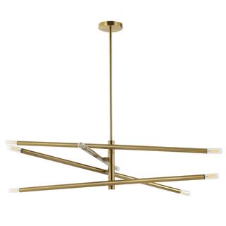8 Light Pendant Light - Aged Brass Chandelier - Modern Ceiling Light Fixture for Dining Room - 7