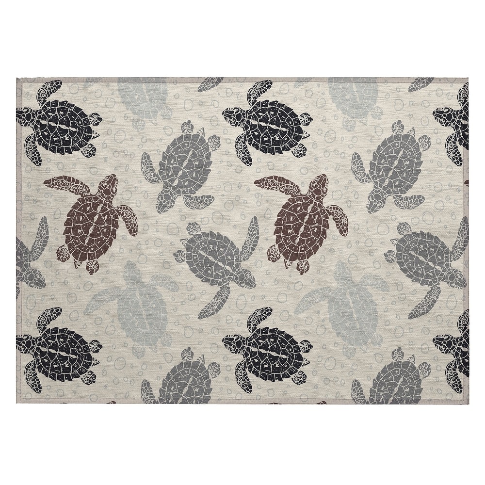 Indoor/ Outdoor Surfside Turtle Washable Rug New
