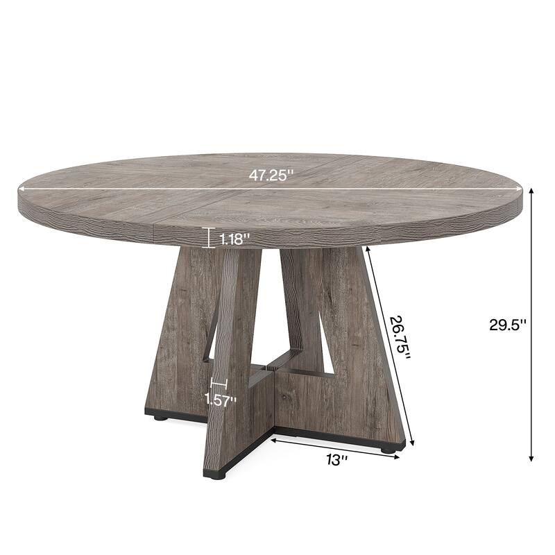 47-inch Round Conference Table for 4-6 People, Wooden Meeting Room Table