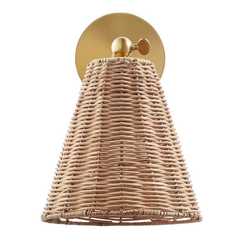 Bellevue SHWS96229 Meridian 11" Tall Bathroom Sconce with Rattan Shade