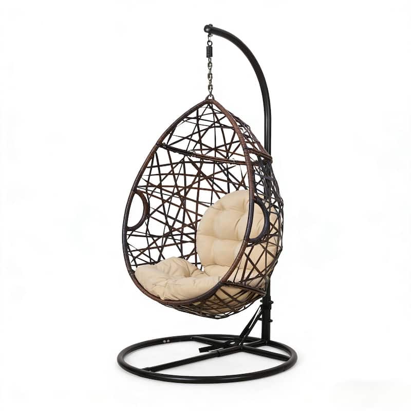 Cayuse Outdoor Wicker Hanging Tear Drop Chair by Christopher Knight Home