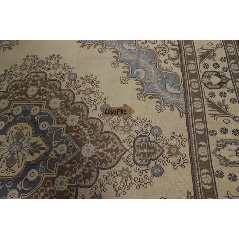 Medallion Tabriz Persian Square Area Rug Hand-Knotted Wool Carpet - 9'2"x 9'6"