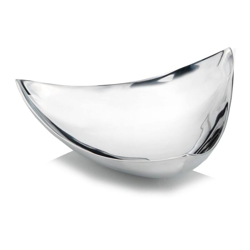 HomeRoots 14" Silver And Red Triangular Bowl - Silver