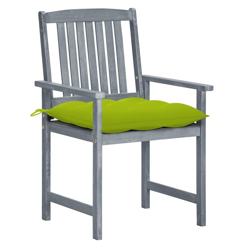 vidaXL Patio Chairs Outdoor Dining Chair with Cushions Gray Solid Wood Acacia