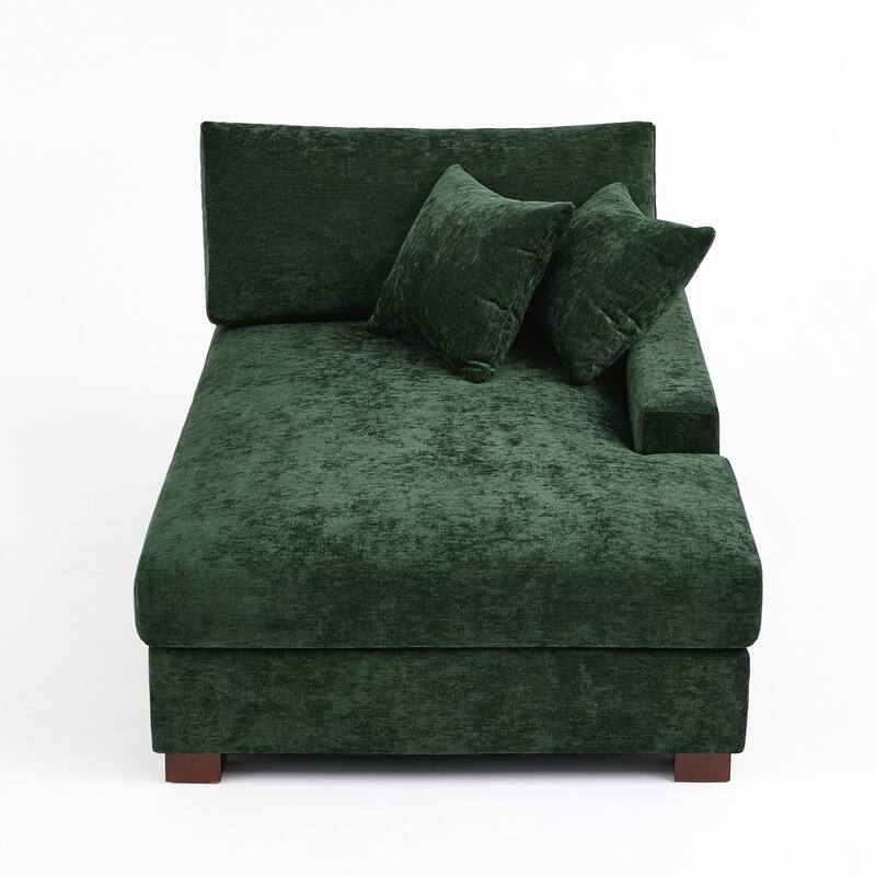 40.8"W Modern Chenille Upholstered Chaise Lounge with Pillow