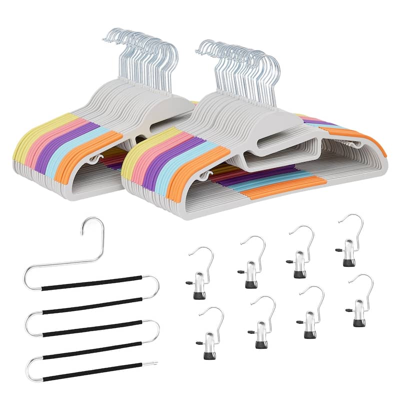 Non-Slip Plastic Clothes Hangers with clips Heavy Duty Dry Wet Clothes Hangers Space-Saving Swivel Hook