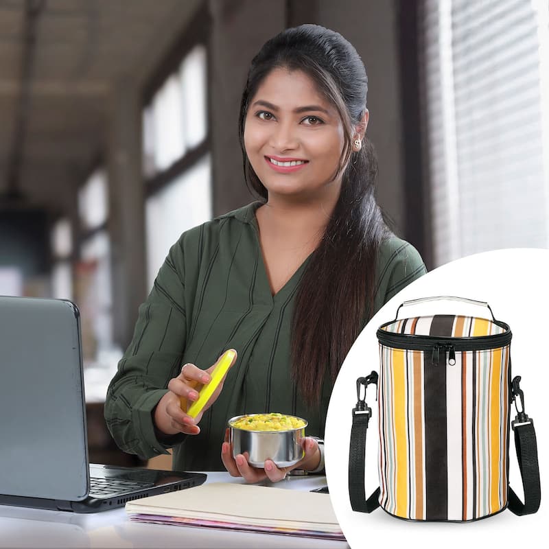 Portable Waterproof Insulated Food Jar Lunch Tote Bag, Multicolor