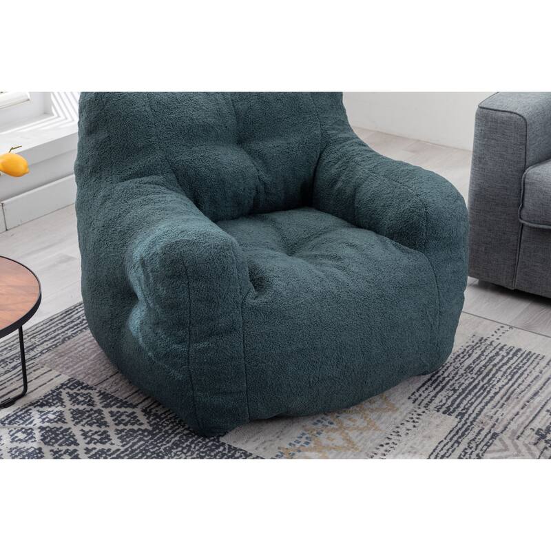 Anmytek Plush Comfy Tufted Teddy Fabric Foam Bean Bag Chair for Living Room Bedroom
