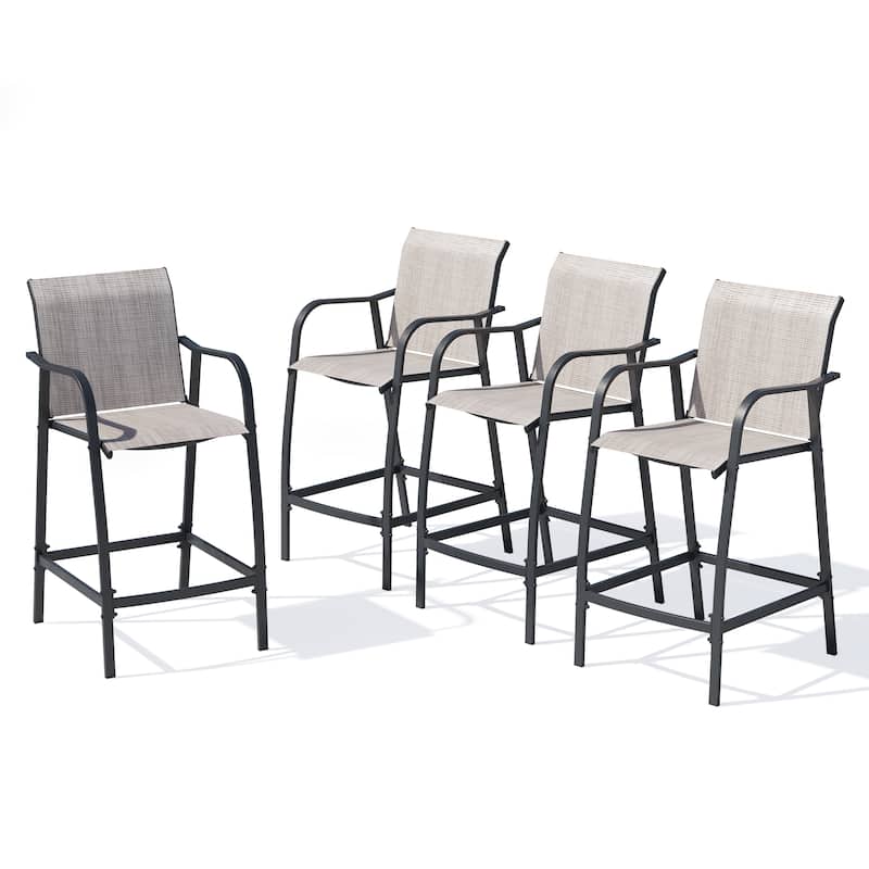 Outdoor Patio Bar Stool Chair Set Lightweight Bar Chairs - Gray&Brown - 4PCS