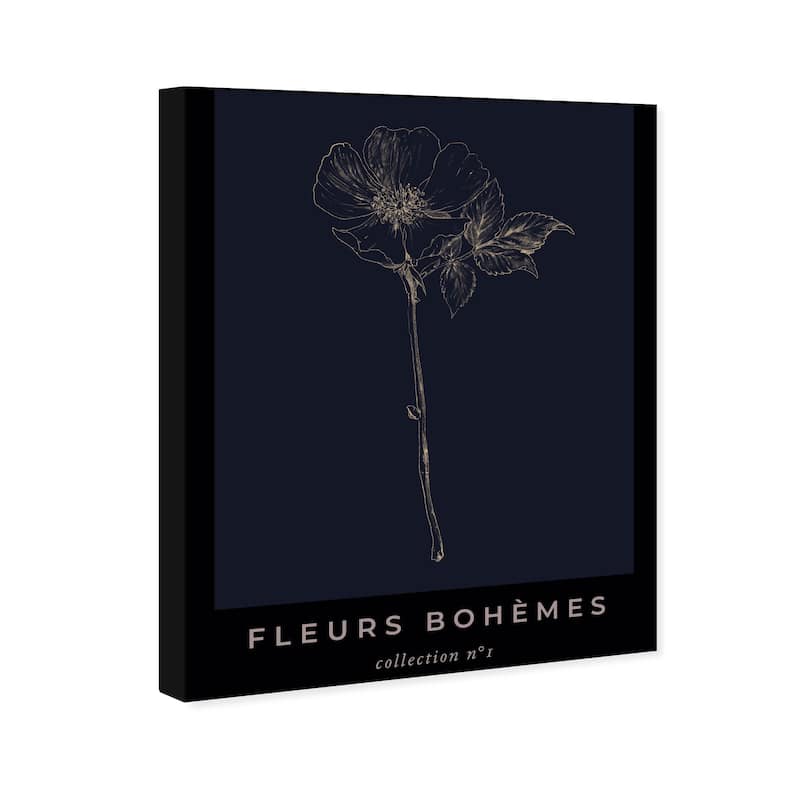 Wynwood Studio Canvas Floral and Botanical Fleurs Boheme Collection Black and French Country Wall Art Canvas Print