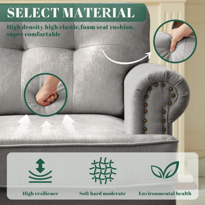 Set of 1 Piece,Chenille Tufted Armchair with Solid Rubberwood Legs for Livingroom