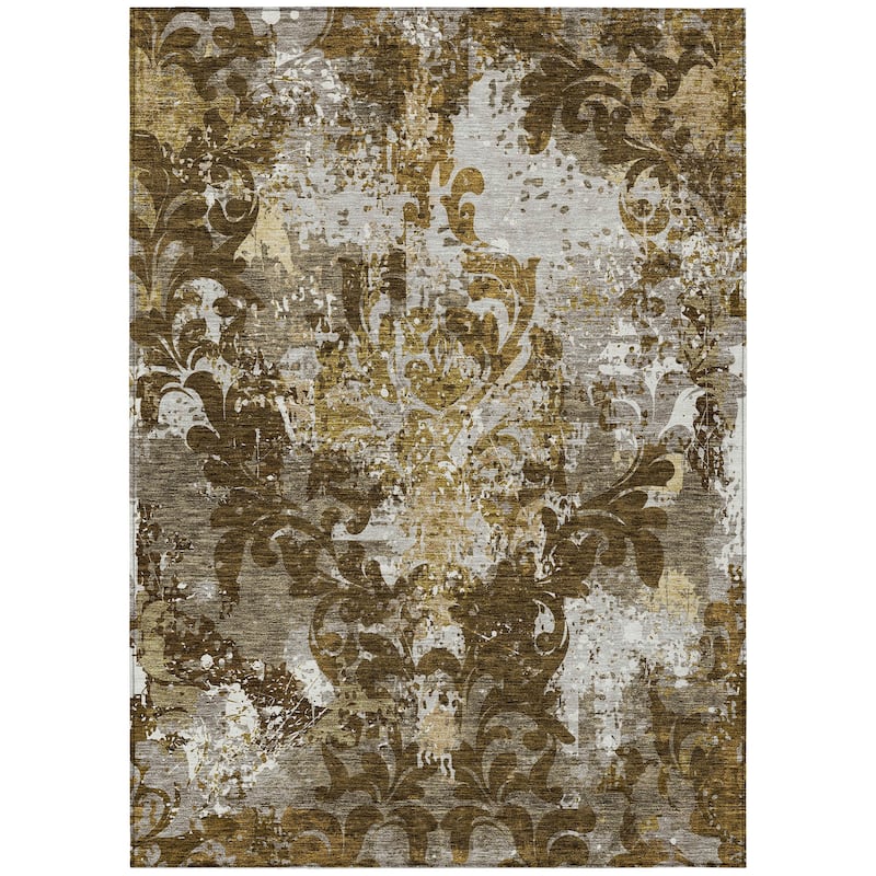 Machine Washable Indoor/ Outdoor Chantille Vintage Damask Rug