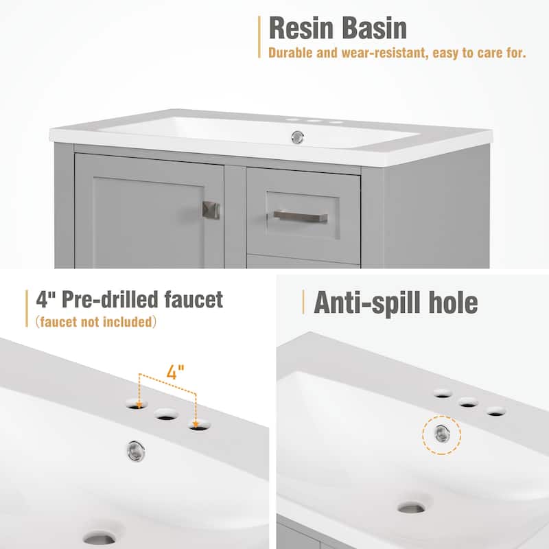 30" Modern Bathroom Vanity with Sink Combo Set